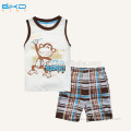 BKD OEKO-Tex 100 sleeveless boys wear set, soft print bpys wear tops and pants